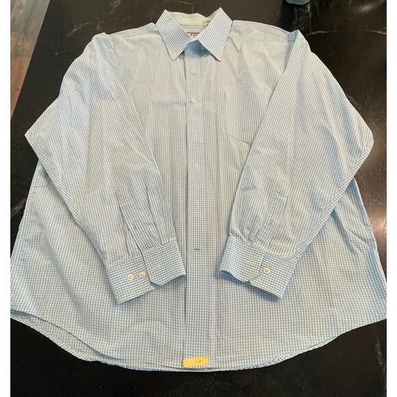 IZOD blue and white check Men's button up 2XL 100% Cotton - Picture 1 of 10